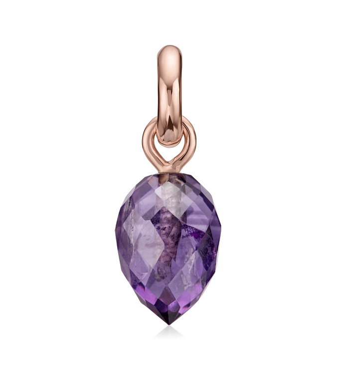 Rose Gold Vermeil Fiji Bud Gemstone Pendant Charm - Amethyst - Monica Vinader