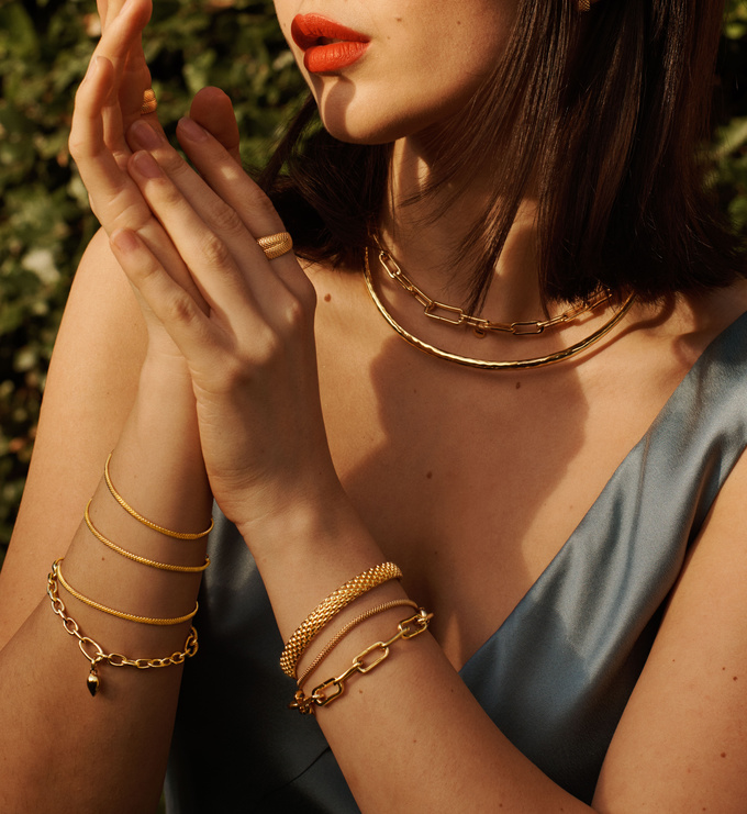 【MONICA VINADER】アルタキャプチャー チェーンブレスレット Alta Capture Mini Link Charm Bracelet in Sterling Silver