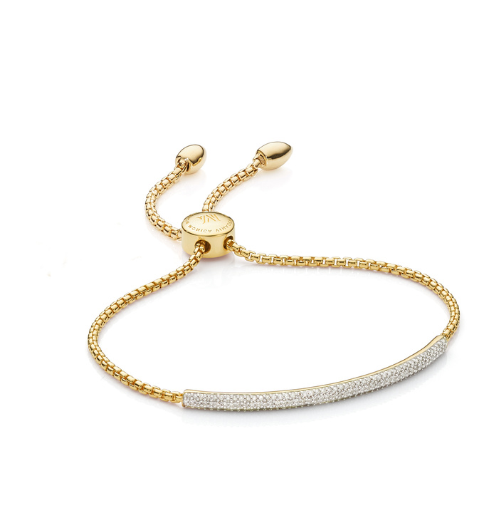 Gold Vermeil Fiji Diamond Mini Bar Bracelet - Diamond - Monica Vinader