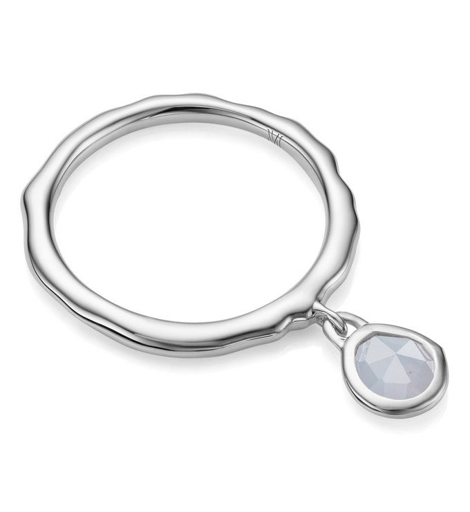 Sterling Silver Siren Charm Ring - Blue Lace Agate - Monica Vinader