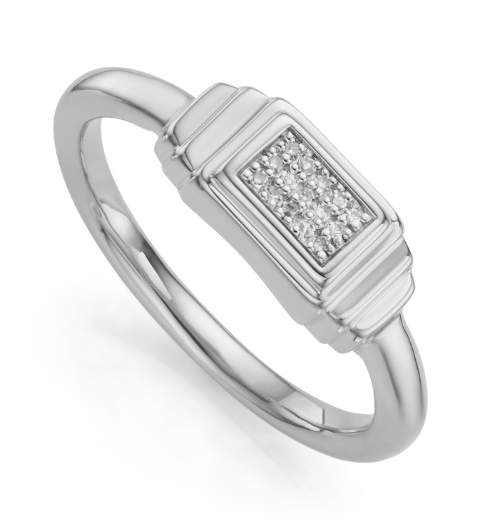 Sterling Silver Baja Deco Diamond Ring - Diamond - Monica Vinader