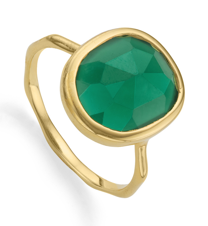Siren Medium Stacking Ring In 18ct Gold Vermeil On Sterling Silver With Green Onyx Jewellery By Monica Vinader