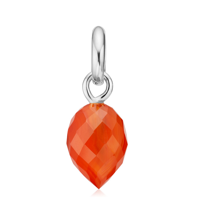 Sterling Silver Fiji Bud Gemstone Pendant Charm - Orange Carnelian - Monica Vinader