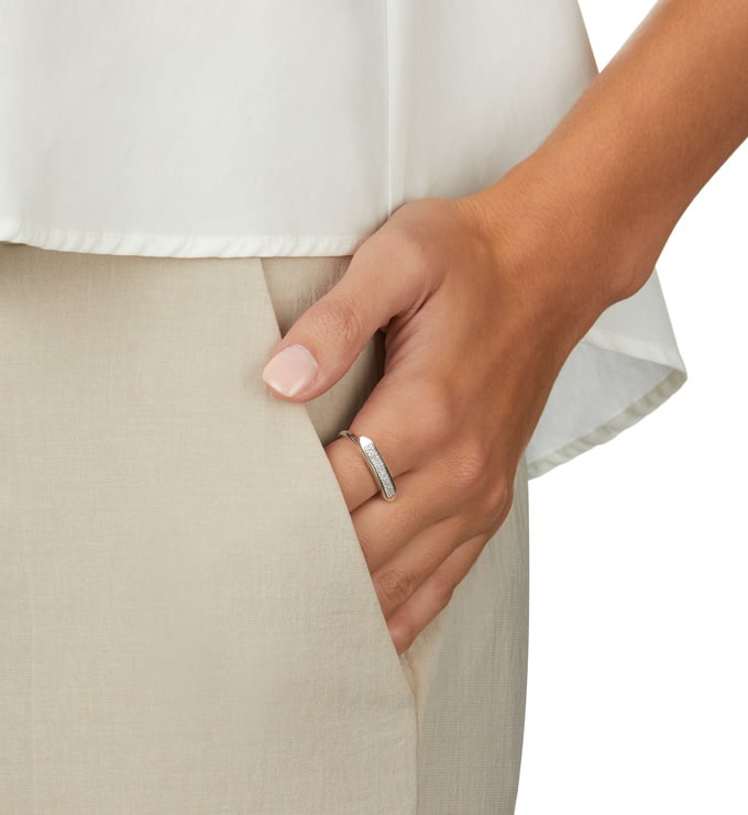 Sterling Silver Baja Skinny Ring - Diamond - Monica Vinader