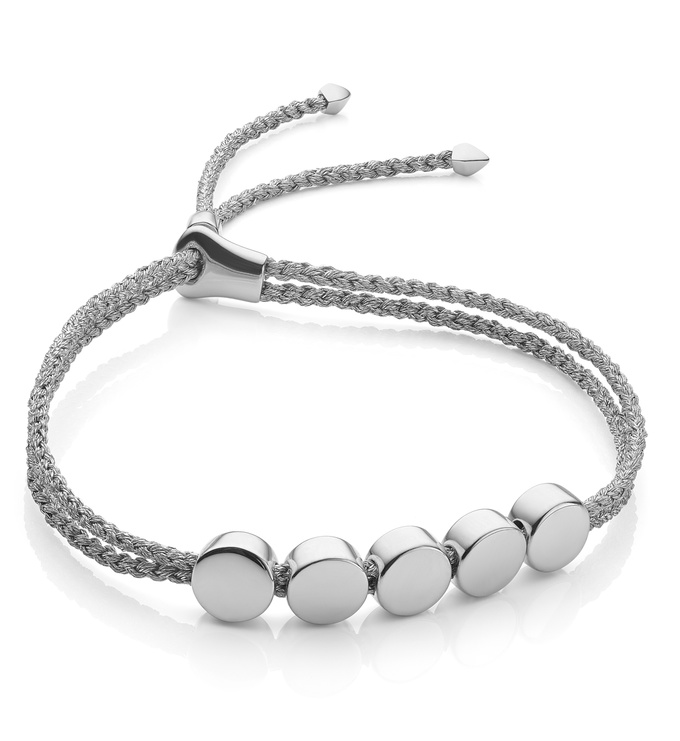 Sterling Silver Linear Bead Friendship Bracelet - Silver Metallica - Monica Vinader
