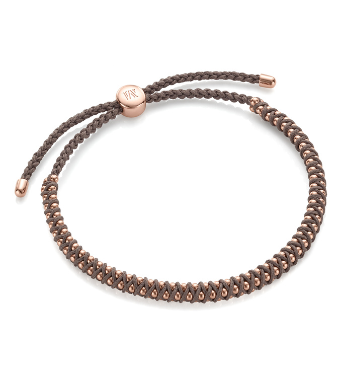 Rose Gold Vermeil Rio Mini Friendship Bracelet - Mink - Monica Vinader