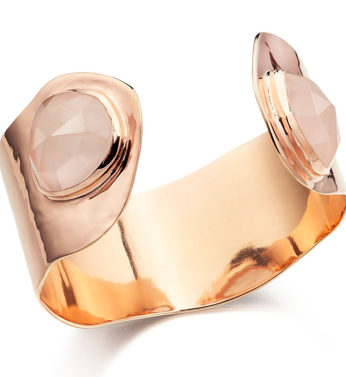 Rose Gold Vermeil Siren Cuff - Rose Quartz - Monica Vinader