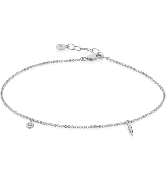 Sterling Silver Siren Charm Anklet - Rock Crystal - Monica Vinader