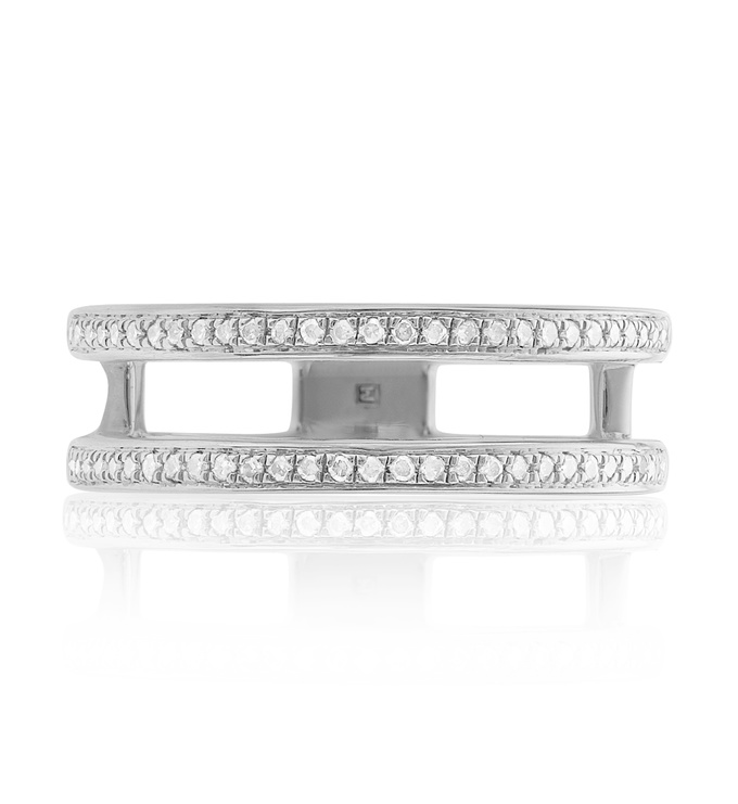 Skinny Diamond Double Band Ring Front
