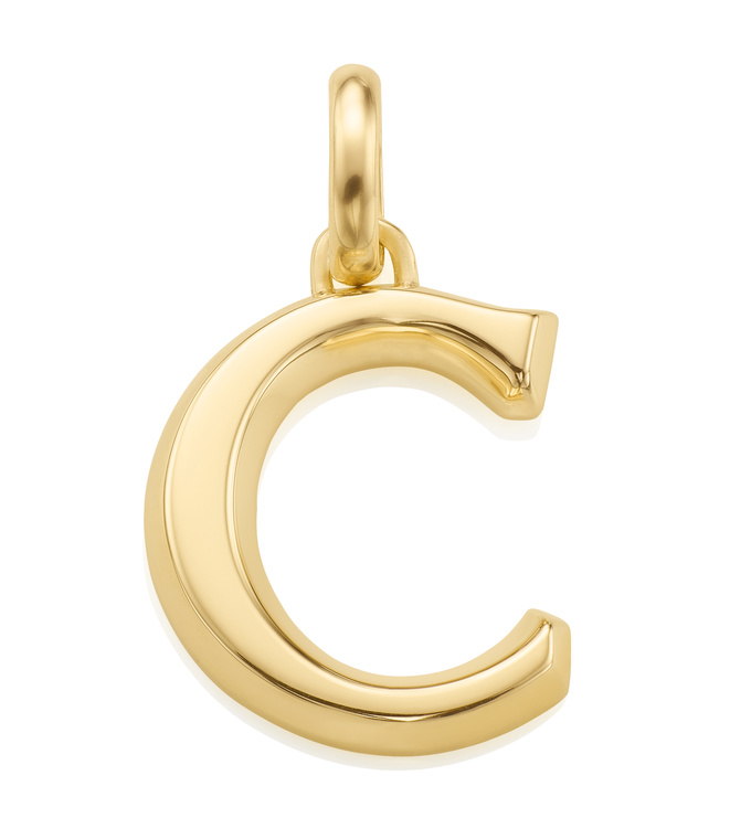 Alphabet C Pendant Charm In 18ct Gold Vermeil On Sterling Silver Jewellery By Monica Vinader - Letter C Gold Pendant