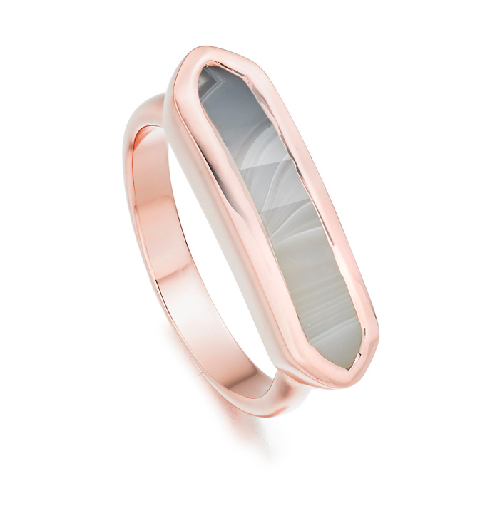 Rose Gold Vermeil Baja Ring - Grey Agate - Monica Vinader