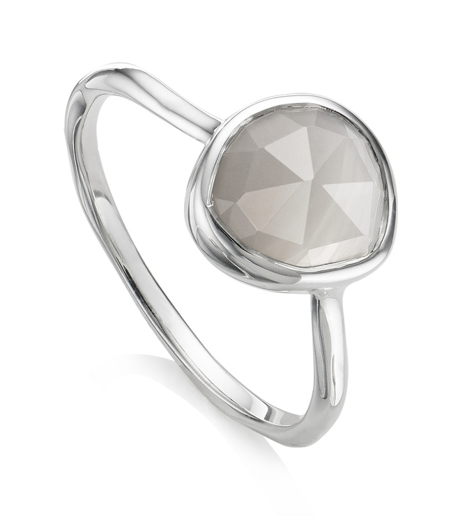 Sterling Silver Siren Stacking Ring - Grey Agate - Monica Vinader