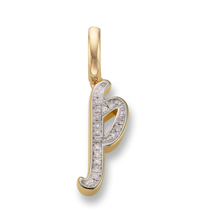 Gold Vermeil Alphabet P Diamond Pendant Charm - Diamond - Monica Vinader