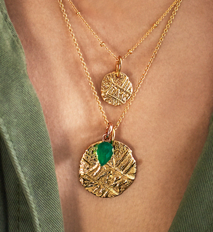 Gold Vermeil Fiji Bud and Siren Coin Necklace Set - Monica Vinader