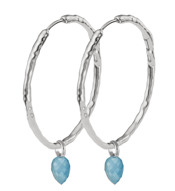 Siren Muse Large Hoop and Fiji Bud Earring Set-Aquamarine - Monica Vinader