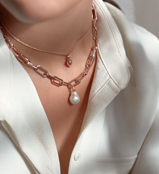 Rose Gold Vermeil Fiji Bud Necklace Set Jewellery Sets Monica Vinader - Monica Vinader Pendant Chain