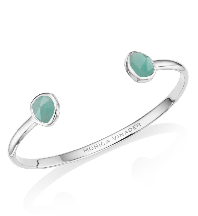 Sterling Silver Siren Thin Cuff - Amazonite - Monica Vinader