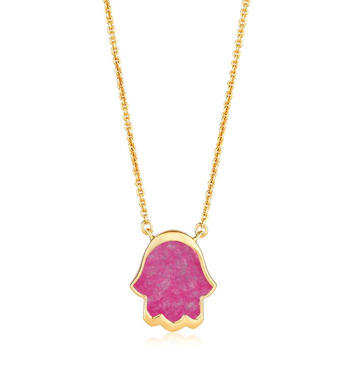 Gold Vermeil Atlantis Hamsa Necklace - Pink Quartz - Monica Vinader