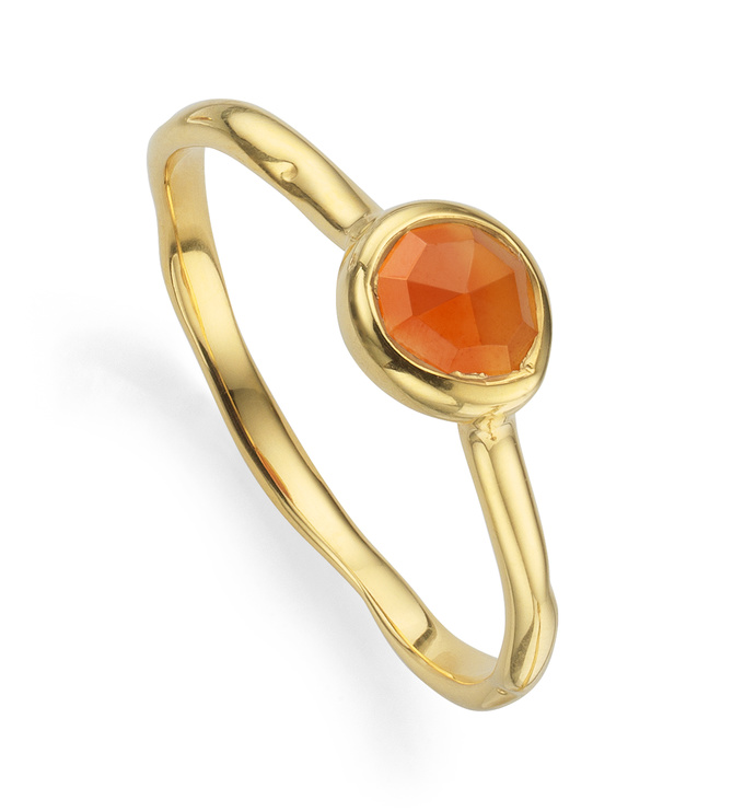 Gold Vermeil Siren Small Stacking Ring - Orange Carnelian