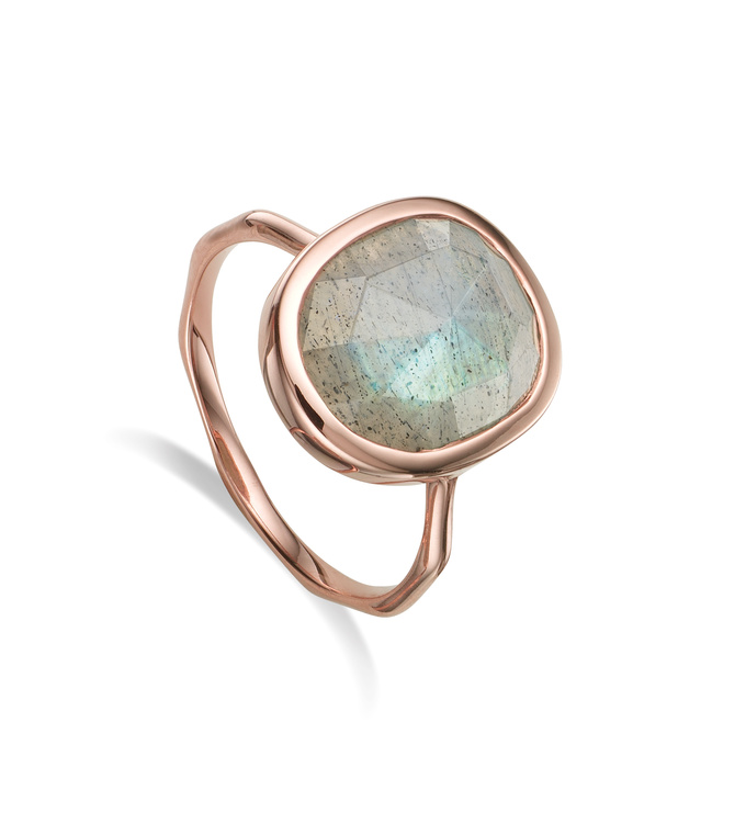 Rose Gold Vermeil Siren Medium Stacking Ring - Labradorite