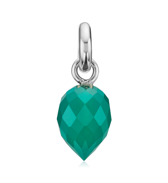 Sterling Silver Fiji Bud Gemstone Pendant Charm - Green Onyx - Monica Vinader