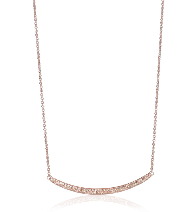 Rose Gold Vermeil Skinny Curve Necklace - Champagne Diamond - Monica Vinader