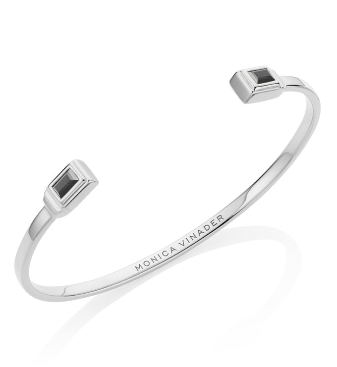 Sterling Silver Baja Deco Thin Cuff - Black Onyx - Monica Vinader