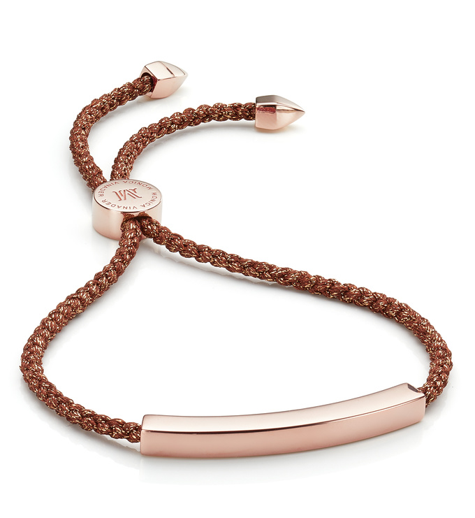 Rose Gold Vermeil Linear Friendship Petite Bracelet - Rust Metallica - Monica Vinader