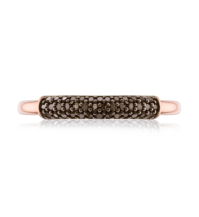 Rose Gold Vermeil Stellar Stacking Ring - Black Diamonds front