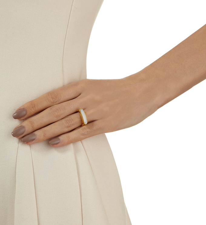 Gold Vermeil Baja Ring - White Chalcedony Model Shot