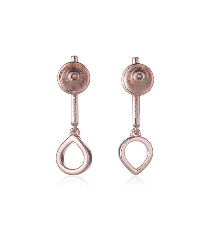 Rose Gold Vermeil Naida Mini Lotus Open Drop Earrings - Diamond Back