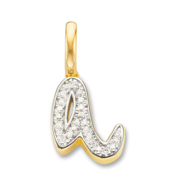 Gold Vermeil Alphabet A Diamond Pendant Charm - Diamond - Monica Vinader