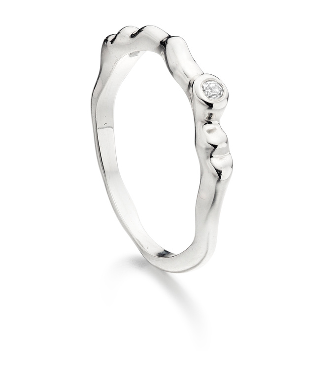 Sterling Silver Siren Band - White Topaz - Monica Vinader