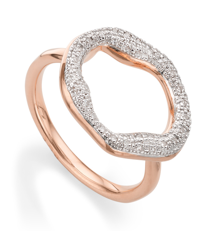Monica Vinader ★ Riva Diamond Pre-Stacked リング Riva Hoop Cocktail Ring in Sterling Silver and Diamond