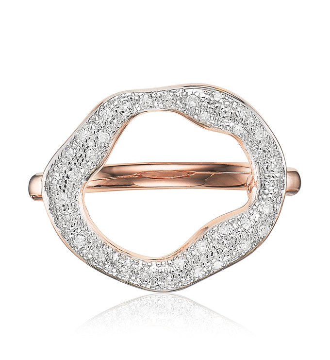 Rose Gold Riva Diamond Circle Ring - Diamond front
