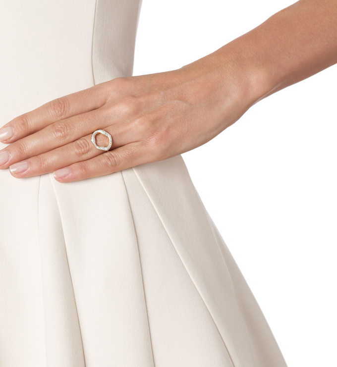 Riva Diamond Circle Ring in 18ct Rose Gold Vermeil On