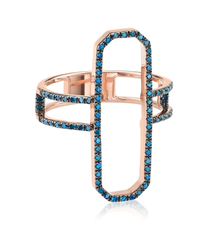 Rose Gold Vermeil Naida Cocktail Ring - Blue Diamond - Monica Vinader