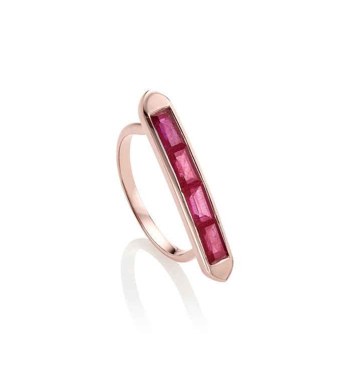 Rose Gold Vermeil Baja Precious Skinny Ring - Ruby