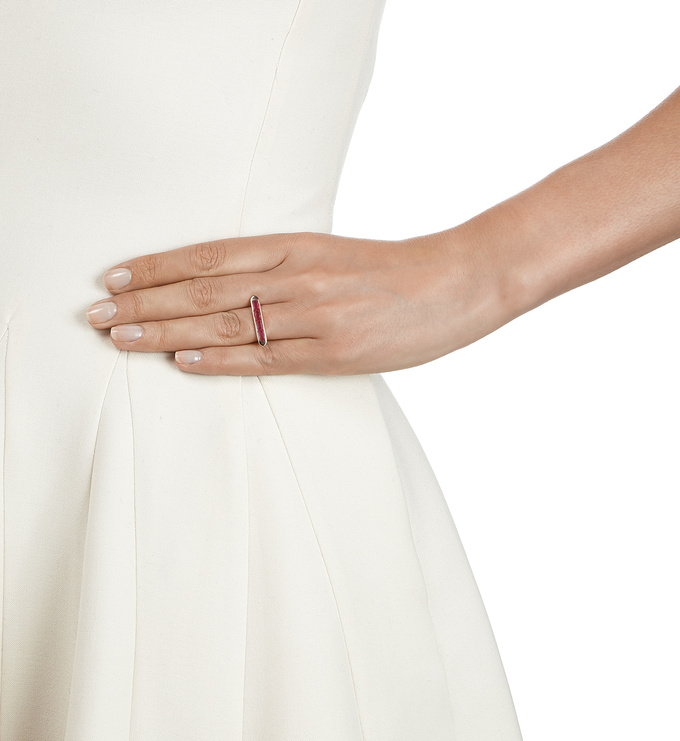 Rose Gold Vermeil Baja Precious Skinny Ring - Ruby Model