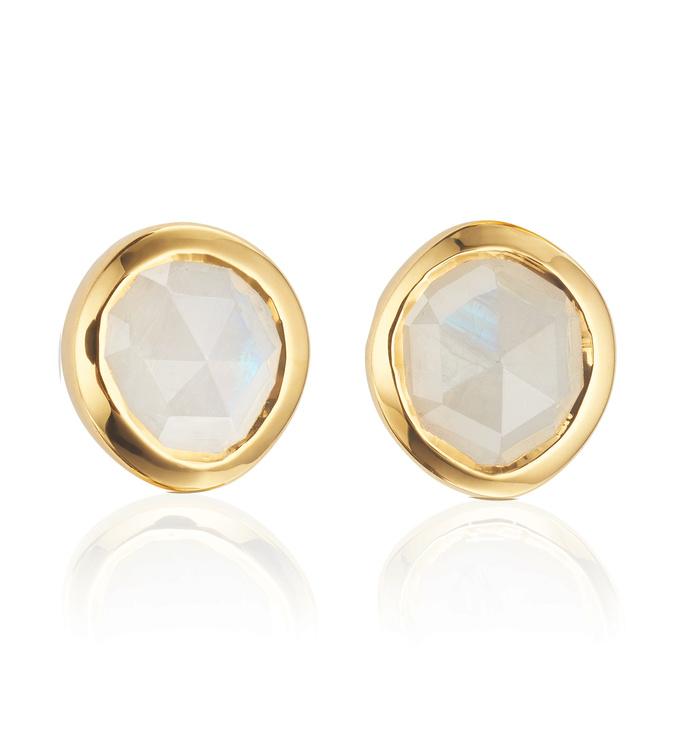 Gold Vermeil Siren Mini Stud Earrings - Moonstone - Monica Vinader