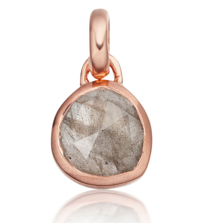 Rose Gold Vermeil Siren Mini Bezel Pendant Charm - Labradorite - Monica Vinader