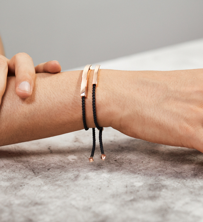 Linear Large Men S Friendship Bracelet In 18ct Rose Gold Vermeil On Sterling Silver Jewellery By Monica Vinader - Monica Vinader Linear Solo Diamond Pendant Necklace Silver