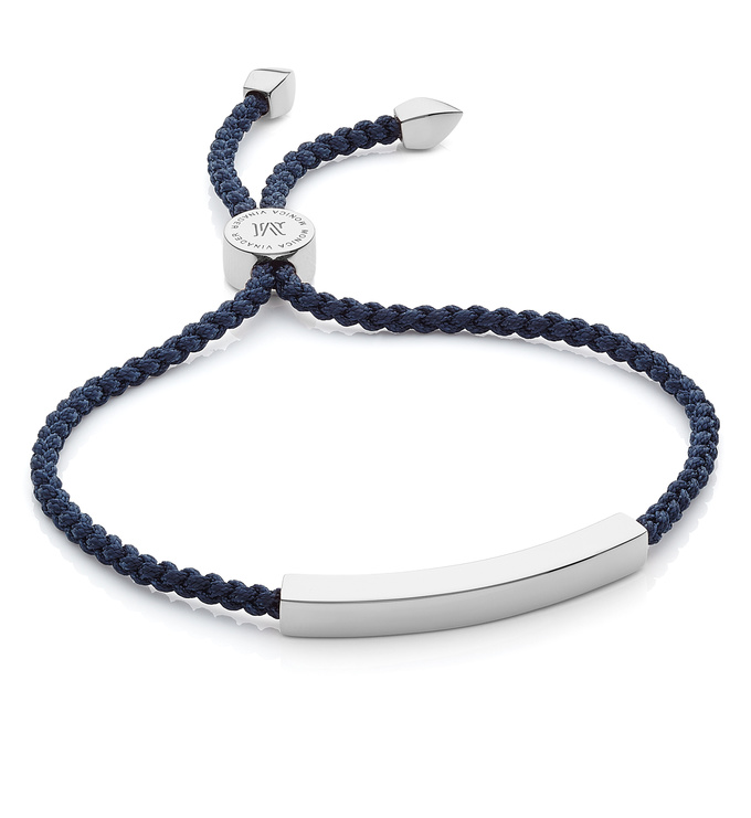 Sterling Silver Linear Friendship Bracelet - Navy Blue - Monica Vinader