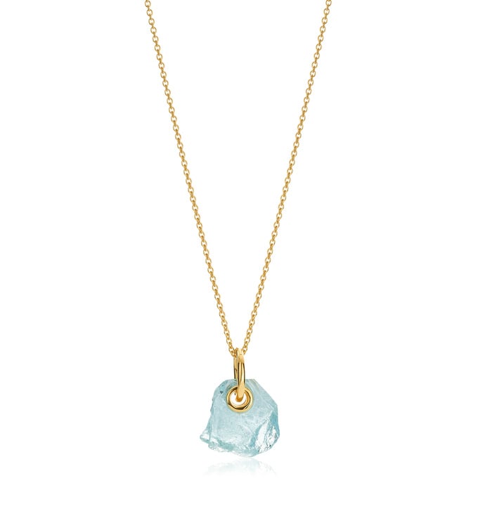 Gold Vermeil Gemstone Pendant Adjustable Necklace - Aquamarine - Monica Vinader