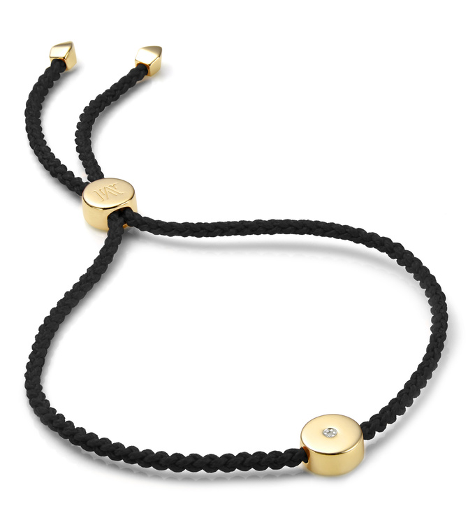Bracelet Monica Vinader Linear Avec Diamants - Plaqué Or Jaune 18 Carats - Neuf étiqueté
