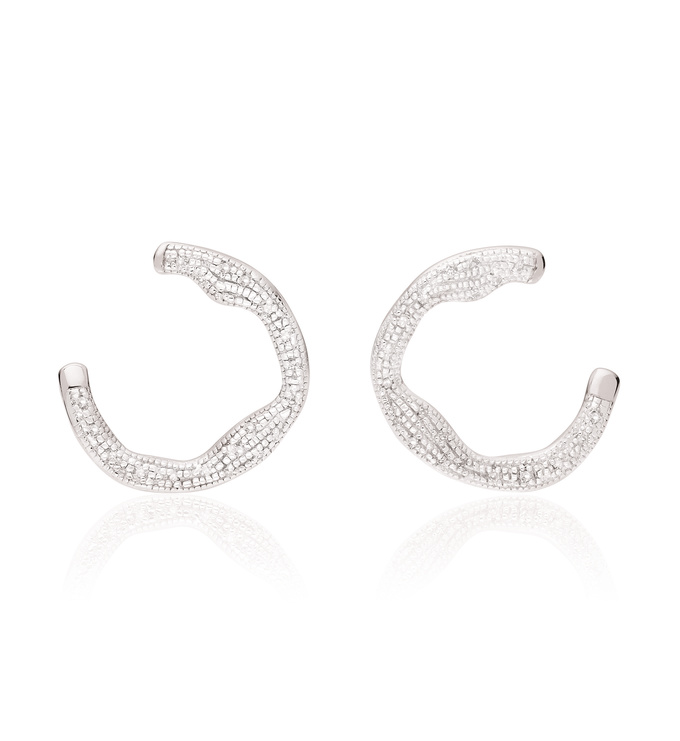 Sterling Silver Riva Diamond Circle Wrap Earrings - Diamond - Monica Vinader