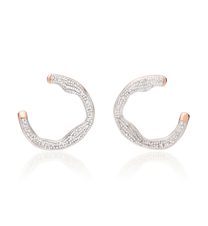 Rose Gold Vermeil Riva Diamond Circle Wrap Earrings - Diamond - Monica Vinader