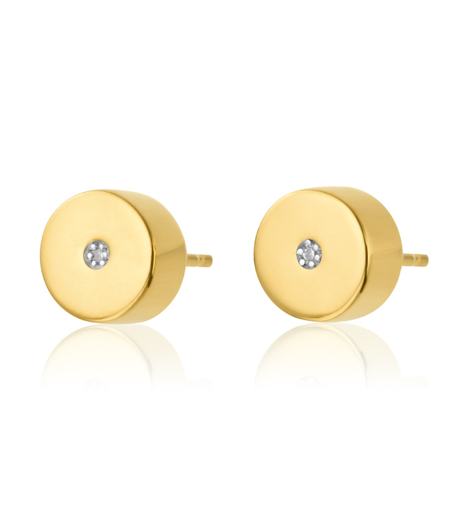 Gold Vermeil Linear Solo Stud Diamond Earrings - Diamond - Monica Vinader