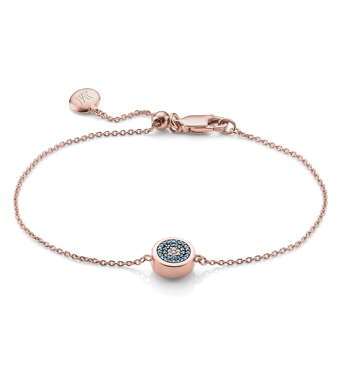 Rose Gold Vermeil Evil Eye Chain Bracelet - Diamond - Monica Vinader