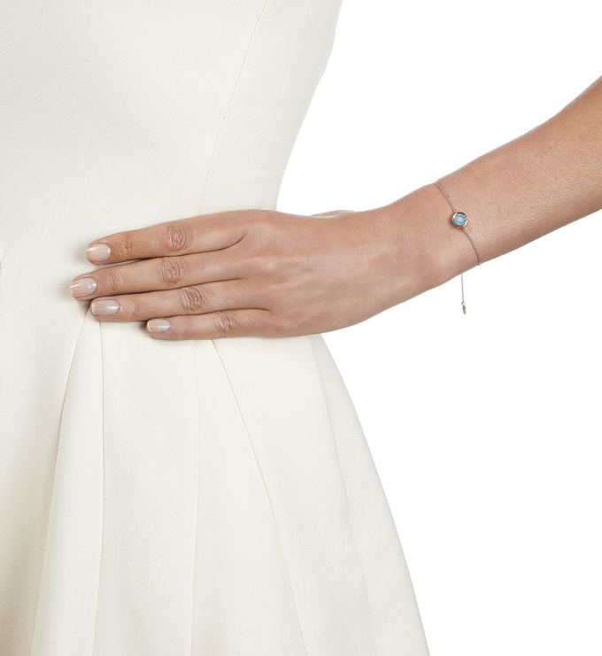 Rose Gold Vermeil Evil Eye Chain Bracelet - Blue & White Diamonds Model